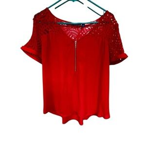 Apt. 9 Red Lace Blouse with Zipper
